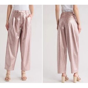 Mother Jeans The Pleated Starlet Prep Skimp in Pinky Swear Faux Leather